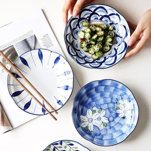 Japanese style and wind underglaze color hand-painted Plum plate ceramic household dish plate dinner plate deep soup plate