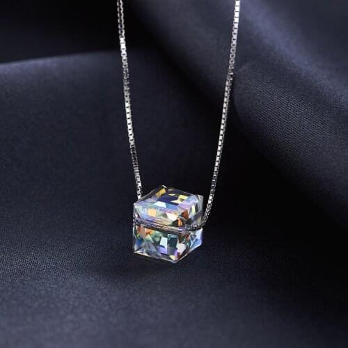 BAFFIN Crystals From Swarovski Colorful Cube Beads Necklace Pendants Silver Color Chain Necklaces For Women Wedding Chic Gift
