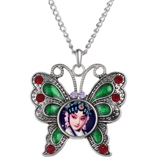 Butterfly necklaces pendants for sublimation button pendant with rhinestone for women hot transfer diy accessories
