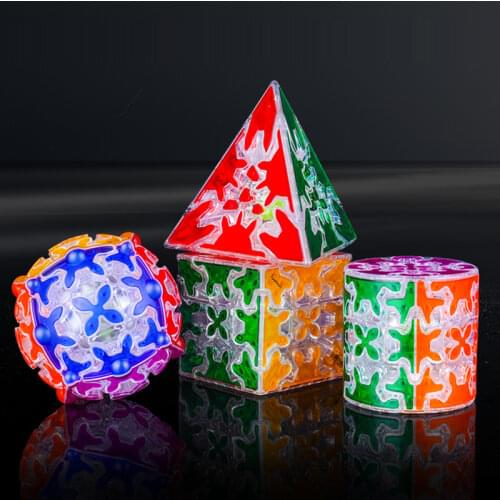 QiYi Transparent Tiles Gear 3x3x3 Magic Cube Pyramid Cylinder Sphere Professional Neo Speed Puzzle Antistress Toys For Children
