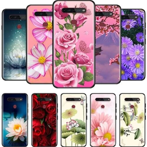 Rose lotus flower For LG G8 V30 V35 V40 V50 V60 Q60 K40S K50S K41S K51S K61 K71 K22 ThinQ 5G Phone Case