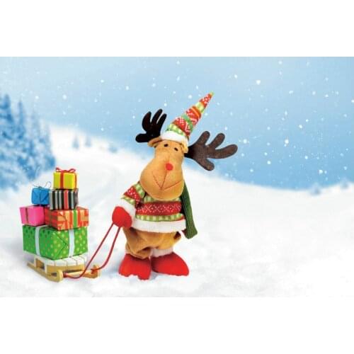 Christmas Backdrop Cute Elk Giving Gifts Photography Background Happy New Year Xmas Party Decoration Photo Booth Studio Props