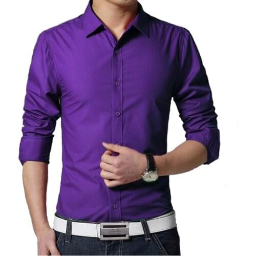 New Men Shirts British Style Long-Sleeve Male Slim Casual Business Shirts Solid Mens White Black Dress Shir