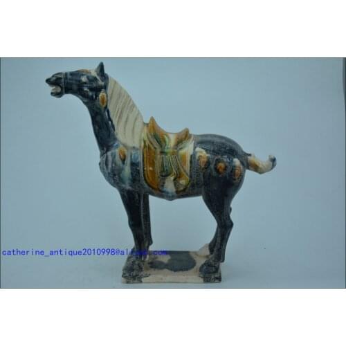 Collectable Qing Dynasty Chinese Pottery *Horse Three Color *San Cai*,blue glaze,Sky shouts,free shipping