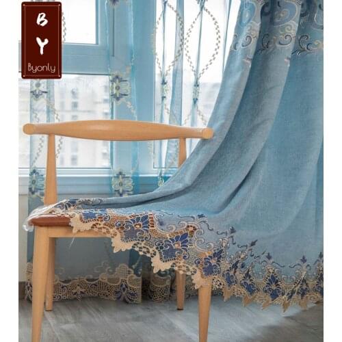 High-grade Chenille Hollow Water-soluble Embroidered Curtains Blackout Curtains for Living Room and Bedroom Embroidered Curtain