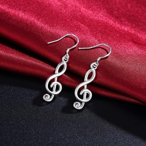 New fashion Party Jewelry 925 Sterling Silver Earrings for Women Holiday gift fashion Romantic music note drop Earrings