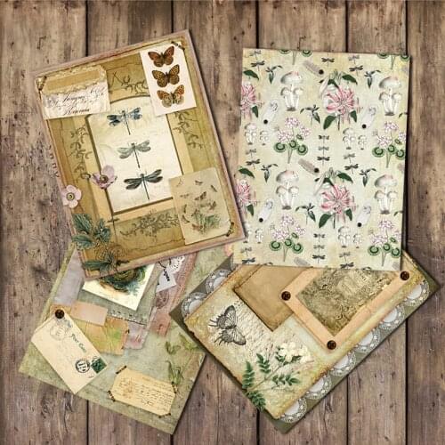 Vintage Plant Butterfly Collage Big Sticker DIY Scrapbooking Base Diary Album Photo Props Gift Packaging Decoration