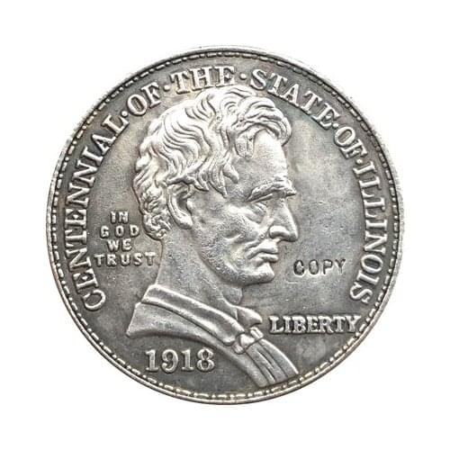 USA Dollar State of Illinois Anniversary 1918 COIN COPY 30.61mm