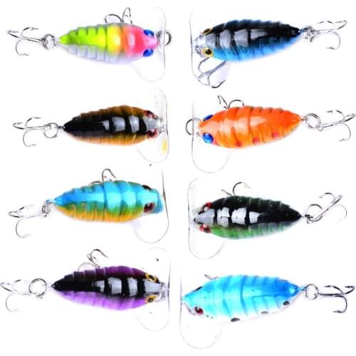 YUZI 200pc/lot fishing lure Plastic cicada Hard bait 4cm 4.2g with treble hook wobbler pike trout insect isca pesca tackle