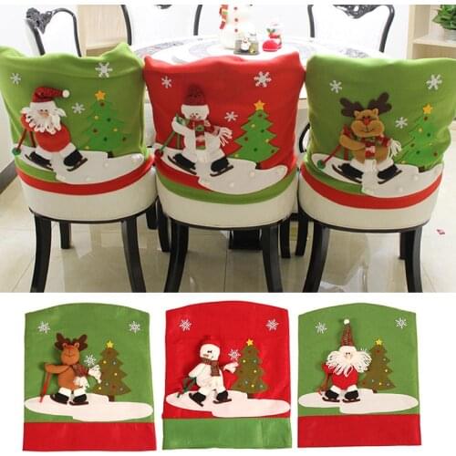 1pc Christmas Chair Cover Three-dimensional Doll Snowman Elk Santa Non-woven Fabric Chairs Cover TSLM1