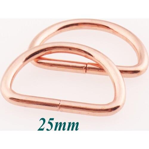10-20 PCS Rose Gold D Ring Buckles 25mm Belt Webbing Purse Bag hardware Handbag D Rings Hardware Leather Craft D-ring