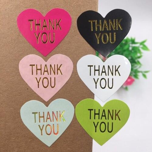 100pcs/lot thank you heart design Sticker Labels Seals.3.8cm, Gift stickers for Wedding seals paper