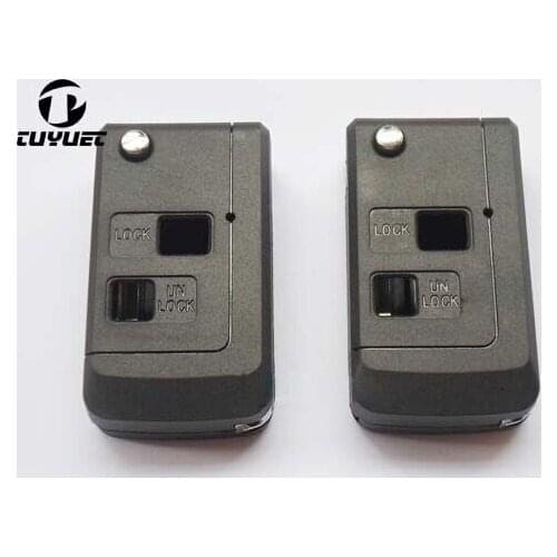 2 Holes Buttons Modified Flip Folding Replacement Car Key Shell Blank Remote Case Fob with TOY43 Blade For Toyota