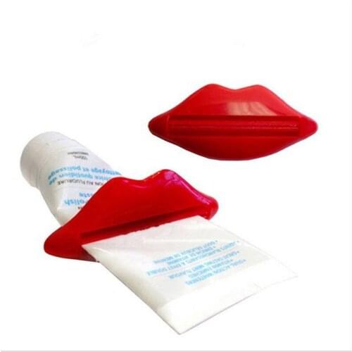 2PCS Sexy Lip Toothpaste Squeezer Plastic Bathroom Cream Tube Dispenser Home Rolling Toothpaste Holder Squeezer