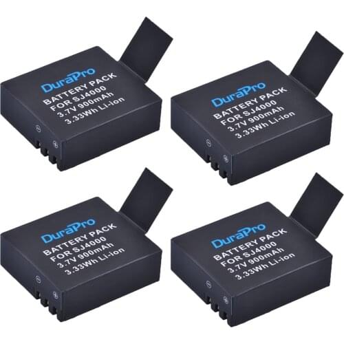 4Pcs 3.7V 900mAh Sj4000 battery Rechargeable Li-ion Battery for SJ4000 WiFi SJ5000 WiFi Plus M10 SJ5000x SJCAM Action Camera