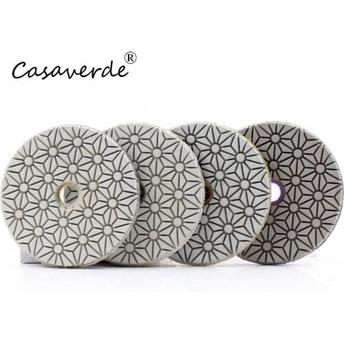 Free shipping DC-FW4PP02 D100mm premium flexible wet polishing diamond 4 step polishing pads for stone