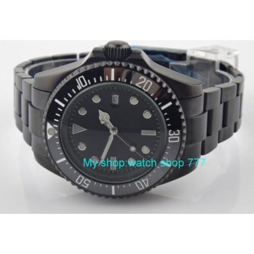 43mm big PARNIS Black ceramic Bezel Automatic Self-Wind movement Men Watches luminous Mechanical watches PVD case 29SY
