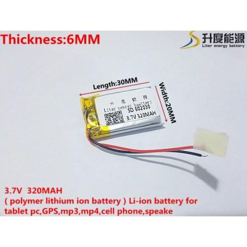 602030 320 mah 3.7V lithium-ion polymer battery quality goods quality of CE FCC ROHS certification authority