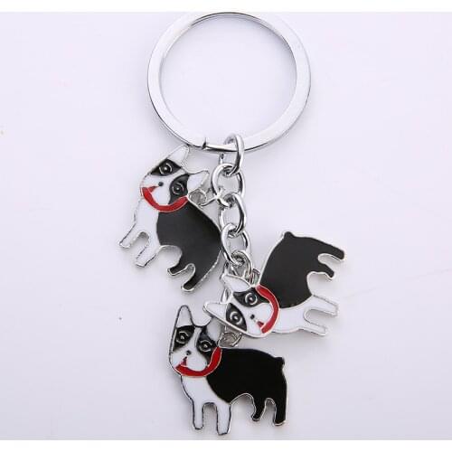 Cute English Bulldog pet dog pendant key chains for men women bag charm car keychain key ring holder Lovely Gift Jewelry