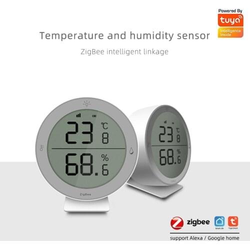 Zigbee Tuya Temperature Humidity Sensor Remote Alarm Detector Indoor Zigbee Hygrometer Thermometer With Lcd Screen Alexa Google