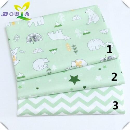 Baby pure cotton cloth Cartoon Bear print twill cloth kindergarten bed cover cotton fabric