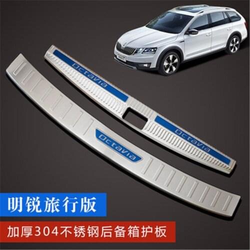 For 2018-2020 Skoda Octavia Travel version stainless steel car Trunk Tread Plate Trim Rear Bumper Protector Sill Car Styling
