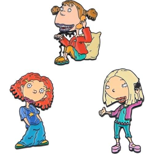 K2593 Cool Girl Anime Fun Enamel Pin Brooches Cartoon Creative Metal Brooch Pins Denim Hat Badge Collar Jewelry Kids Gift