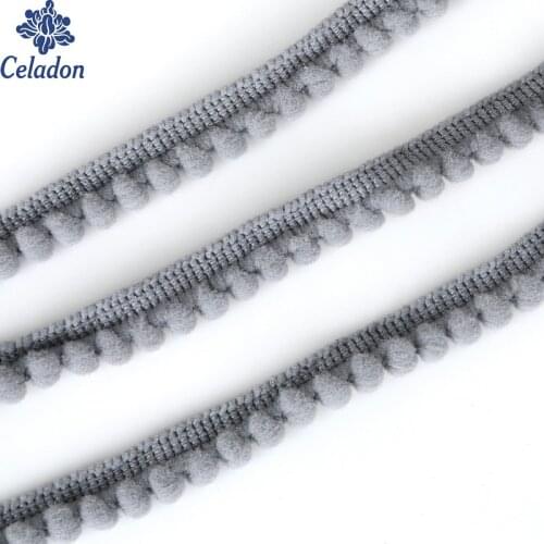 High Quality Grey Color Pom Lace Trim 10/20mm Height For Bed Window Curtains Decoration Wrapping Gifts Sew On Garment Wholesale
