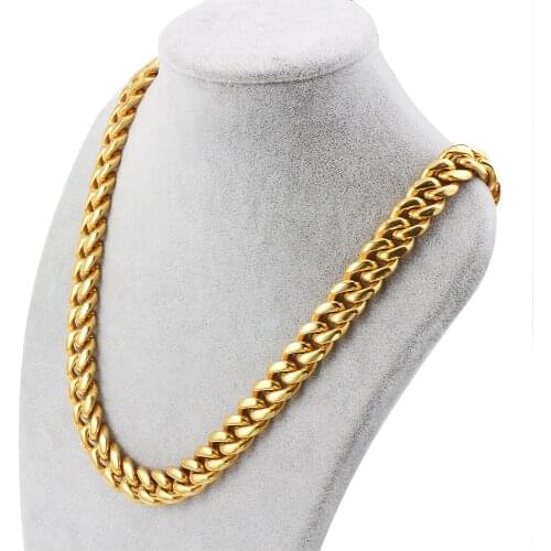 Punk Cuban Chains Gold colour Necklace Crystal lock For Mens Womens Necklaces Link Curb Chain Long chains Fashion Jewelry gift