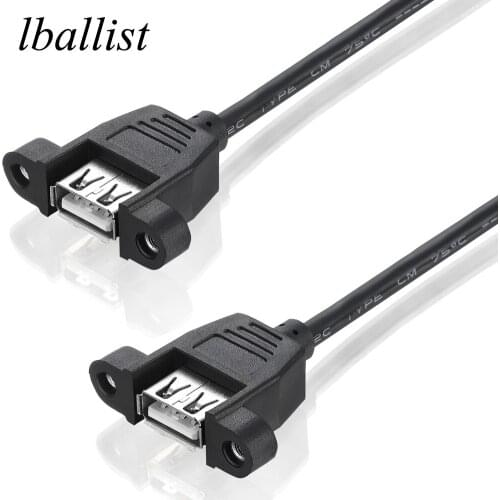 Lballist USB 2.0 Type A Female to Type A Female Extension Cable With Screw Panel Mount Dual Shielded (Foil+Braided) 30cm 50cm