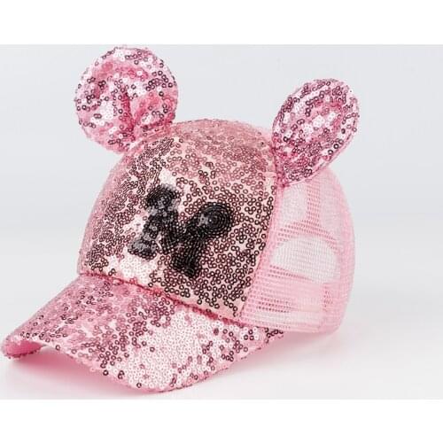 Summer Child Mouse ear Sequin Net Cap Girls Princess Sunscreen Baseball hat Boys Leisure Cap Student cat ear fashion Hat