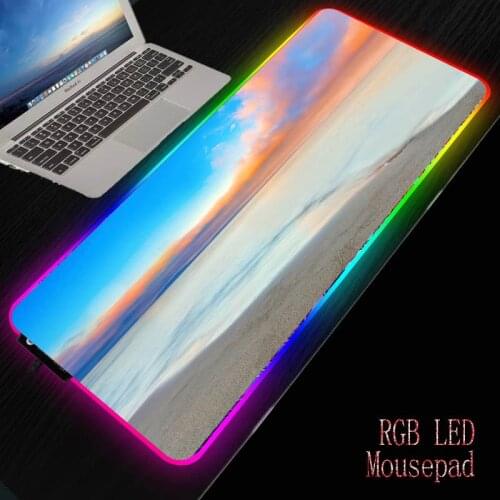 Mairuige Beach Cloud RGB Mouse Pad Computer Mousepad LED Gaming Mouse Pad Large Mause Pad USB for Keyboard Mice PC Desk Mat