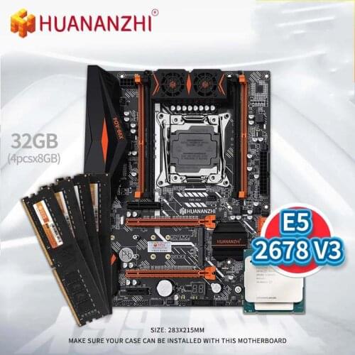 HUANANZHI X99 AD4 Motherboard with Intel XEON E5 2678 V3 with 4*8G DDR4 NON-ECC Memory Combo Kit Set NVME NGFF SATA USB 3.0