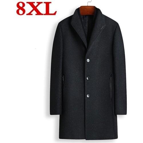 New Plus size 8XL 7XL 6XL 5XL 4XL luxurious Wool & Blends Mans Long Jackets Autumn Winter Coats Men Business Casual Male Jacket