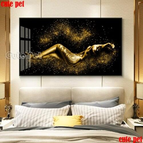 DIY full square diamond painting Gold Abstract Sexy Nude Women Body Figuremosaic embroidery cross stitch full display Home Decor