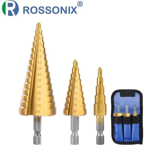 ROSSONIX High Speed Steel Step Drill Bit for Metal Wood Hole Cutter Woodworking Power Tools 4-12mm 4-20mm 4-32mm