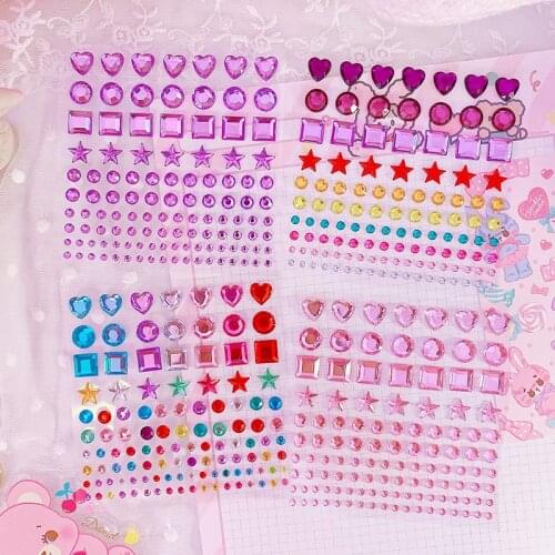 Shiny Diamond Sticker Acrylic Crystal Cute Stationery Colorful DIY Decoration Stickers Scrapbooking for Kids Girls