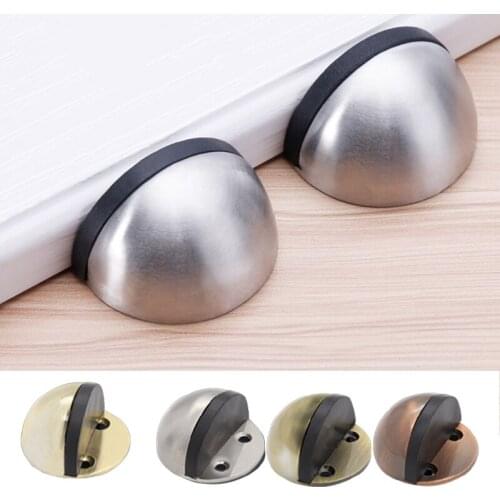 Floor Doors Stoppers Stainless Steel Rubber Door Stopper Non Punching Sticker Hidden Door Holders Floor Furniture Fittings