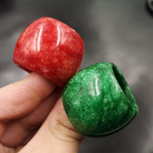 Natural Red green jade ring natural stone jade with Texture ring for men inner diameter22- 23mm ruby ring