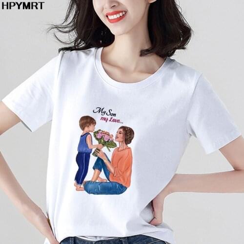2020 New Summer 90s Vogue Womens Tshirt Fashion Tops Female T-Shirts Harajuku Lady Mom And Son Printed O-Neck t shirt Clothing