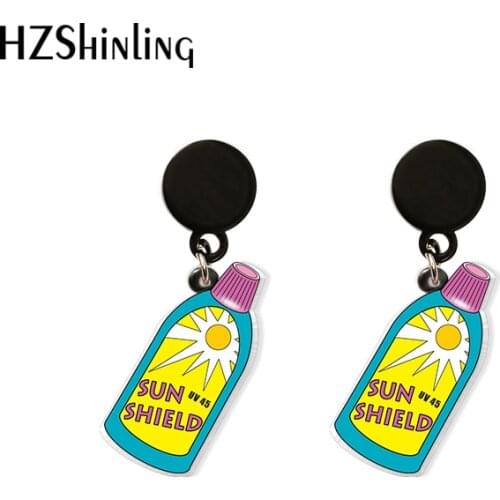 2020 New Cloud with Rainbow Drop Earring Sun Moon Stars Resin Earrings Acrylic Earring Handmade Epoxy Jewelry