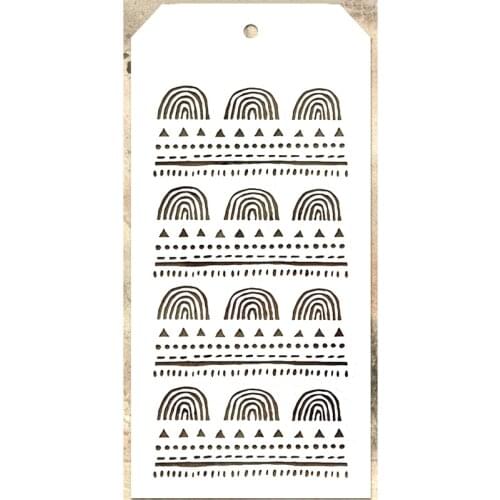 2021 New Label Tag Plastic Stencil For DIY Craft Making Rainbow Background Scrapbooking Card Album No Metal Cutting Dies Stamps