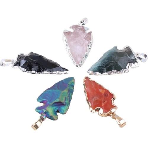 The latest item natural a gate crystal obsidian arrow pendant female personality wild stone pendant