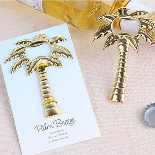 Golden Tone Coconut Tree Beer Bottle Opener Wedding Favors Thanks Ceremony Gift 50