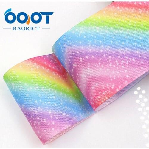 I-18428-48,3 inch 75MM Rainbow Printed grosgrain ribbon, DIY handmade Hair accessories Material wedding gift wrap