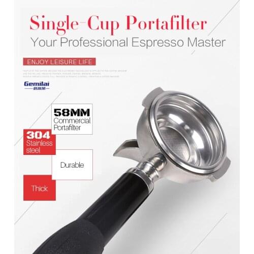 Commercial high quality single cup coffee portafilter standard 1 basket espresso machine handle 58MM diameter by stainless steel