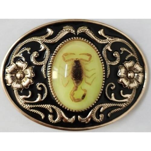 Patterned shade with night light scorpion belt buckle European and American fashion belt buckle