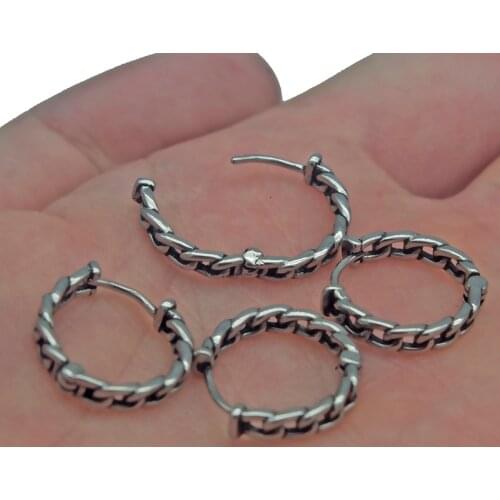 Fashion Circle Hoop Earrings Men Punk Stainless Steel Chain Shape Earrings Geometric Simple Dangle Jewelry Findings Accessories