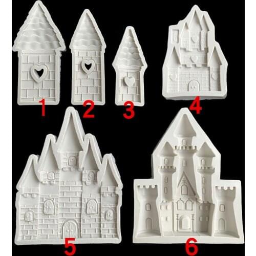 Princess castle fondant silicone mold DIY cartoon house chocolate cake decoration mold Epoxy clay decorative mold