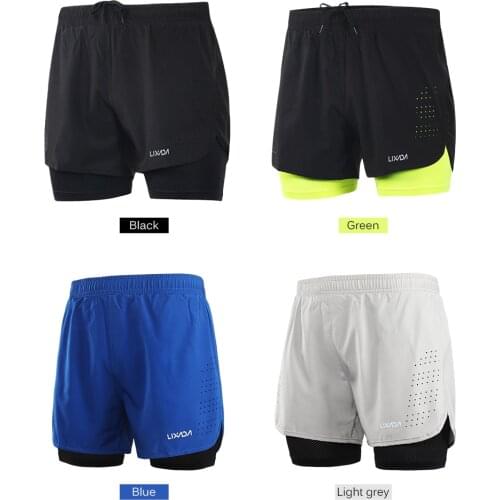 Lixada Bike Shorts 2-in-1 Running Shorts Quick Drying Breathable Training Exercise Jogging Cycling Shorts with Longer Liner